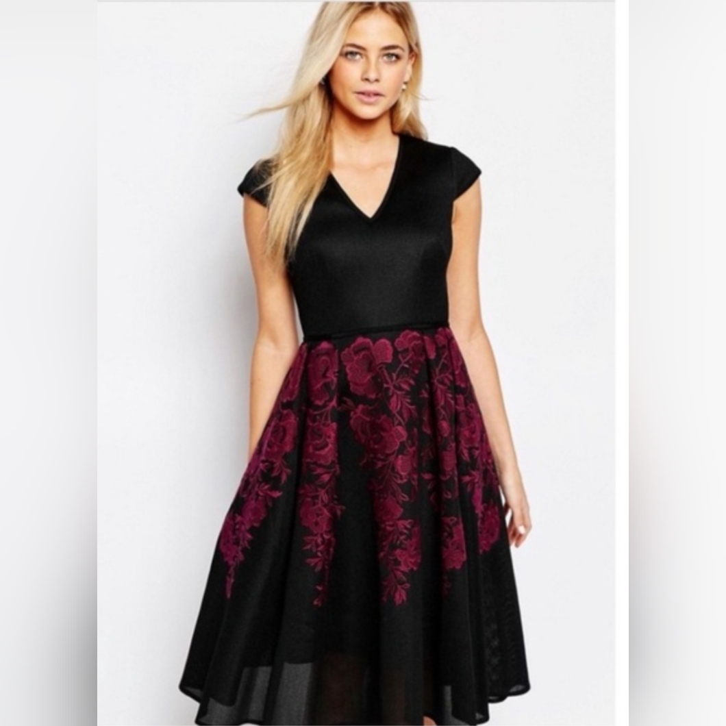 Ted Baker London Levana Bonded Lace Floral Full Skirt Dress~Nwt